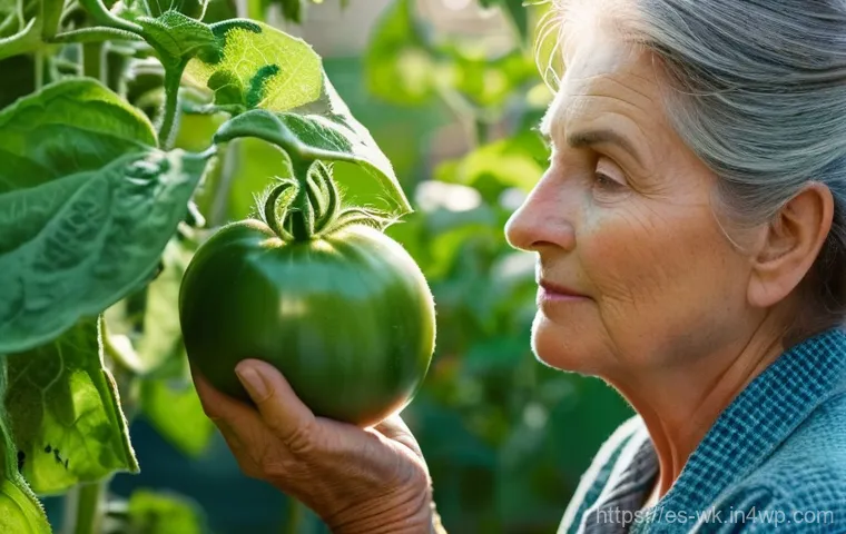 유기농 해충 방제의 생리학적 이해 - **Prompt:** A close-up, high-detail shot of an experienced gardener, a woman in her late 50s with ki...