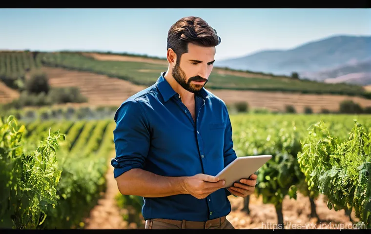 유기농 해충 관리에 대한 정부 지원 정책 - A vibrant, sun-drenched organic farm in the Spanish countryside. A knowledgeable, middle-aged Spanis...