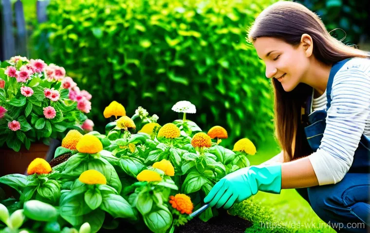 유기농 해충 방제에 효과적인 자연의 힘 - **Prompt 1: Natural Pest Control in a Sunny Garden**
    "A bright, cheerful outdoor garden scene on...