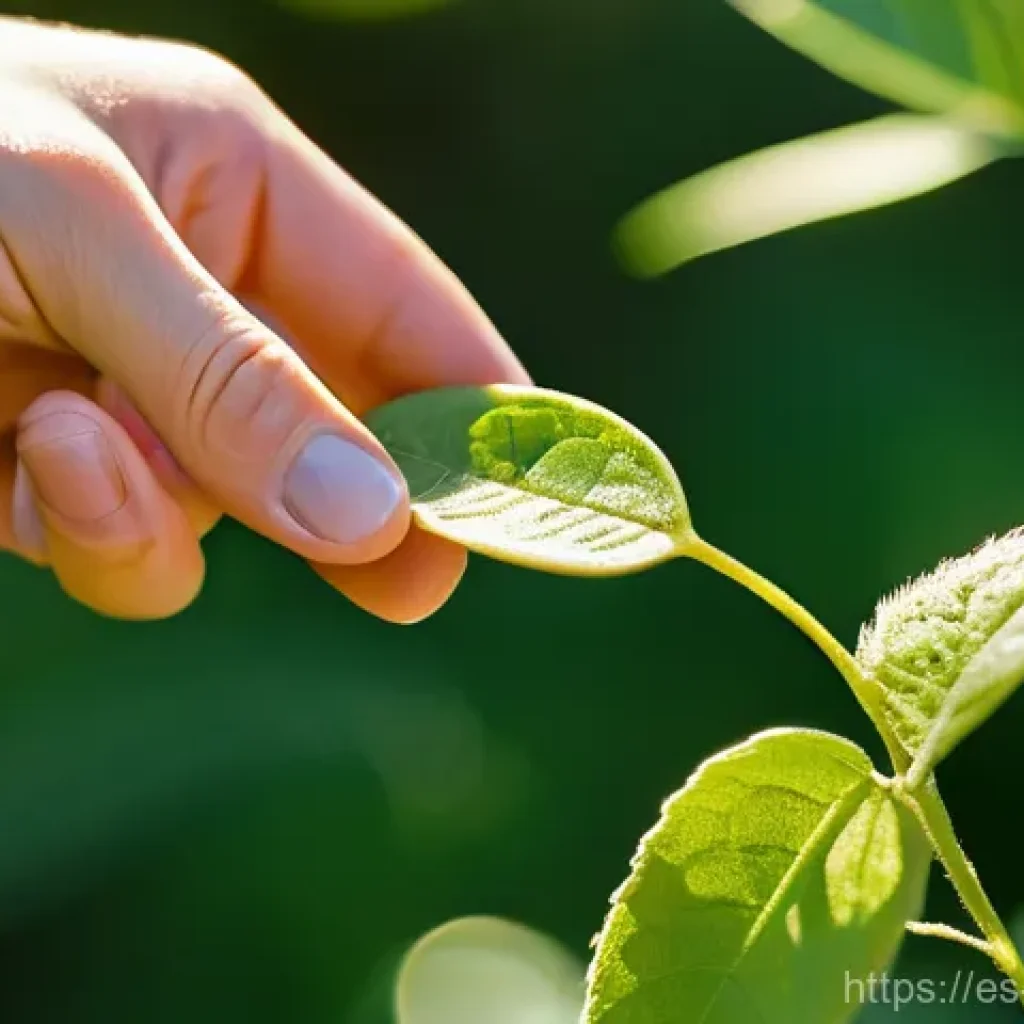 유기농 해충 방제에 사용되는 자연 재료 - **Prompt: Observant Organic Gardener**
    A close-up, warm-toned photograph of a person, gender-neu...