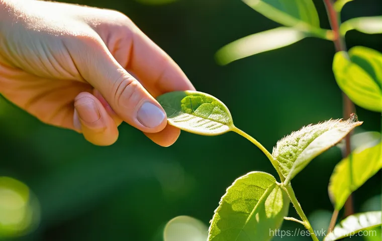유기농 해충 방제에 사용되는 자연 재료 - **Prompt: Observant Organic Gardener**
    A close-up, warm-toned photograph of a person, gender-neu...