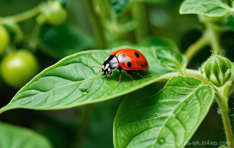 유기농 해충 관리와 지역 경제 활성화 - **Organic Harmony on the Farm:** A close-up, sun-drenched photograph of a thriving organic garden. T...